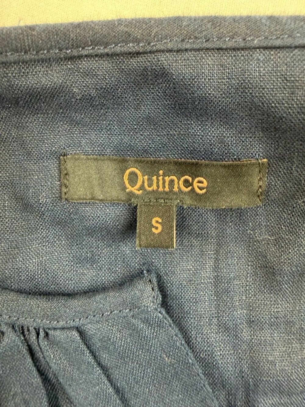 Quince 100% European Linen Tiered Maxi Dress Navy Blue Puff Sleeve Sz S Altered - Picture 3 of 6